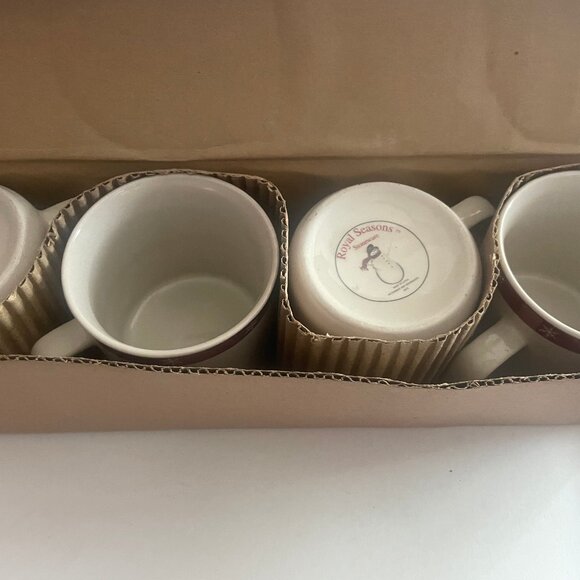 Royal Seasons Stoneware Christmas Winter Snowman Cup/Mug Teacup (Set of 4). - Picture 2 of 3